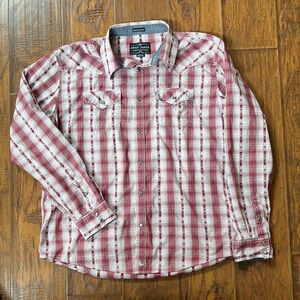 Red Plaid Snap Front Western Shirt